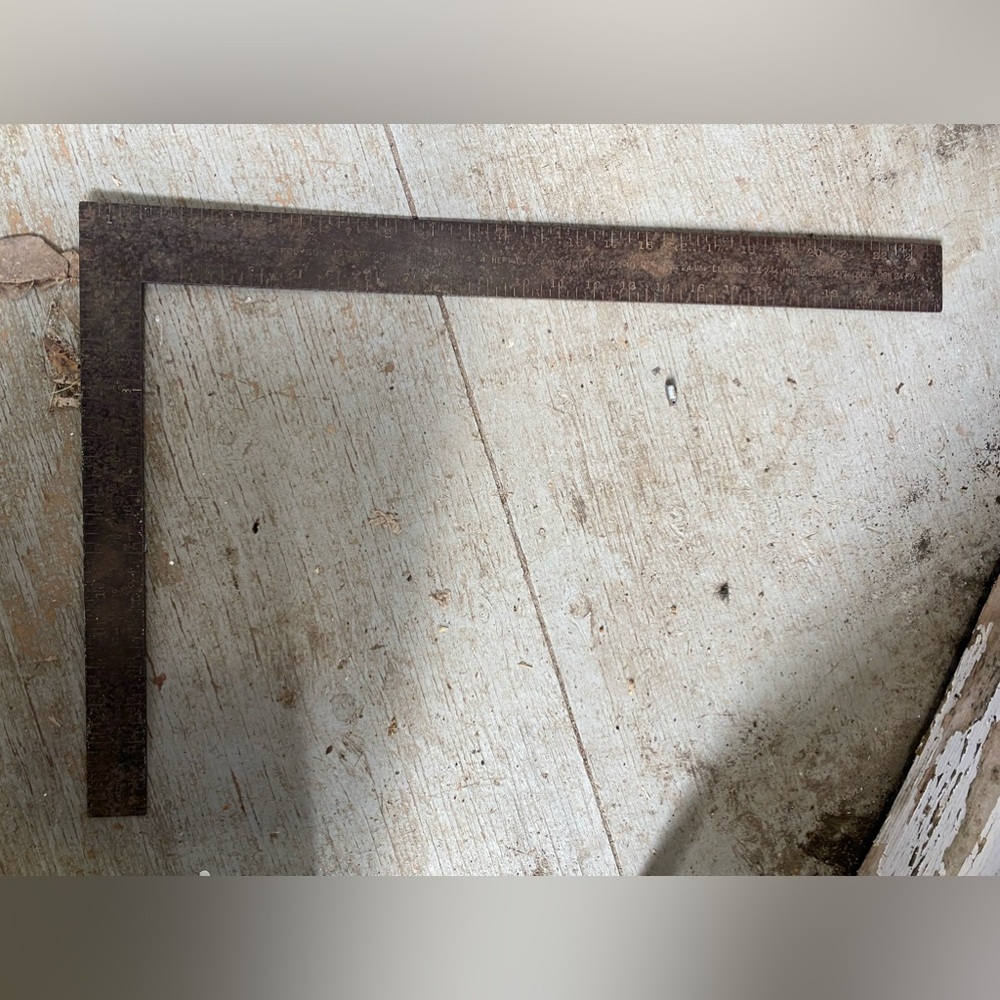 Rare Vintage Antique Metal 24”x15" Carpenters Framing Square